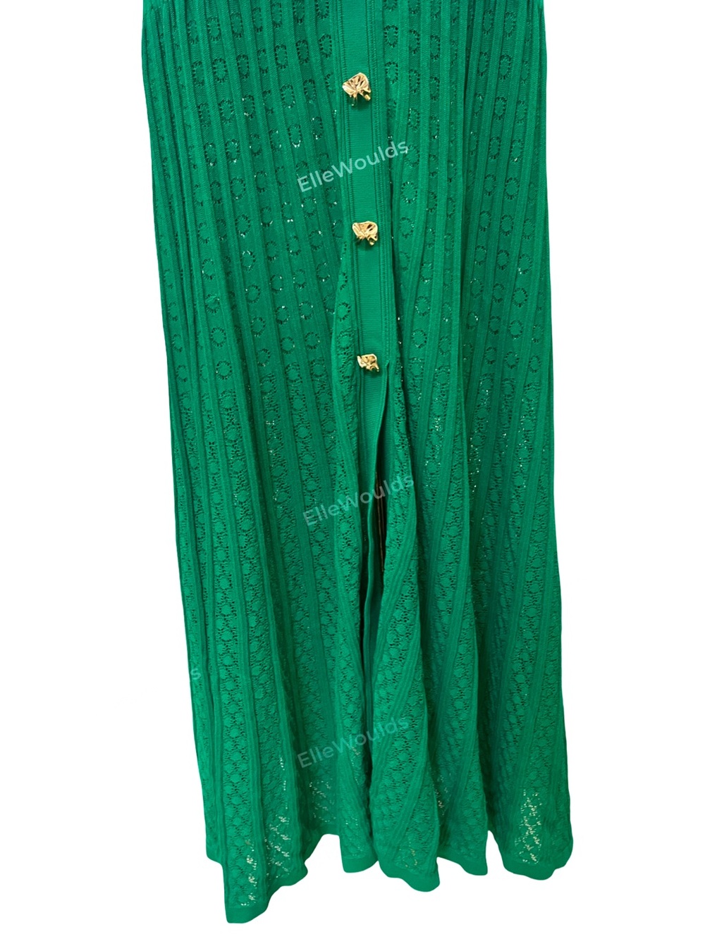 Sandro Lorel Dress Green Ribbed Button-Front Polo Midi Size US 8 FR 40 - Picture 8 of 12